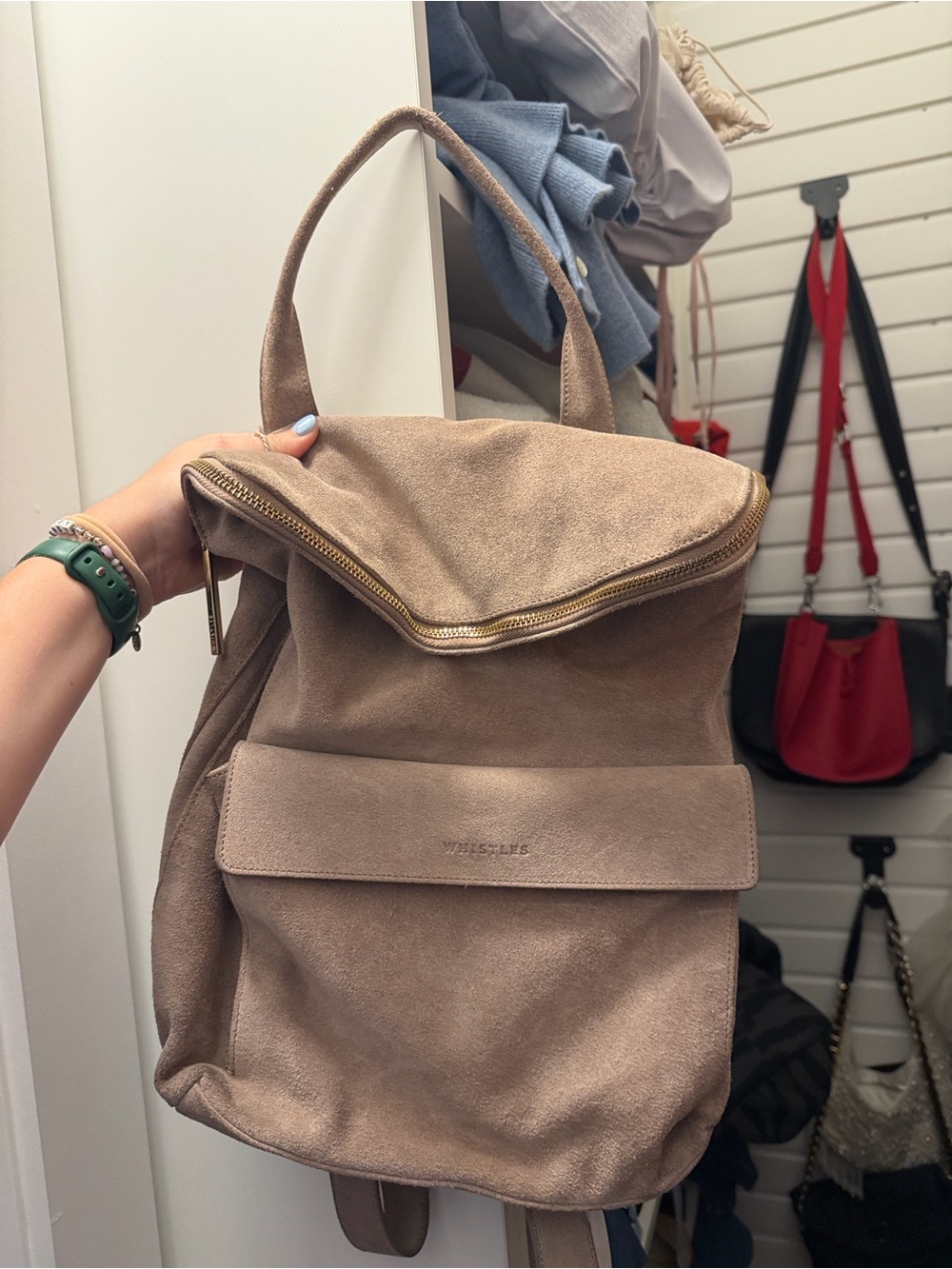 whistles verity backpack (tan suede)